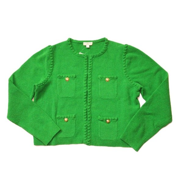 J. Crew Sweaters - NWT J.Crew Odette Sweater Lady Jacket in Kelly Cotton-blend Boucle Cardigan L
